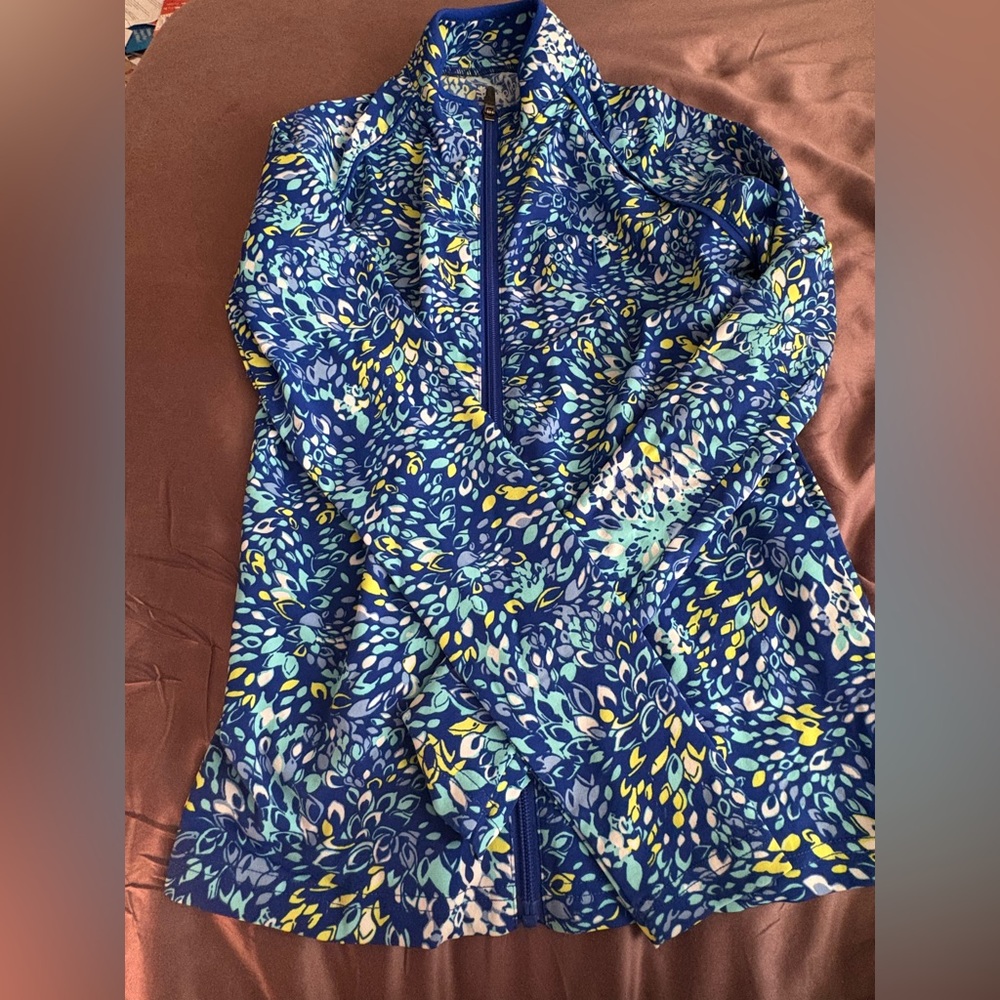 Coolibar Royal Blue Floral-Print Zip Jacket